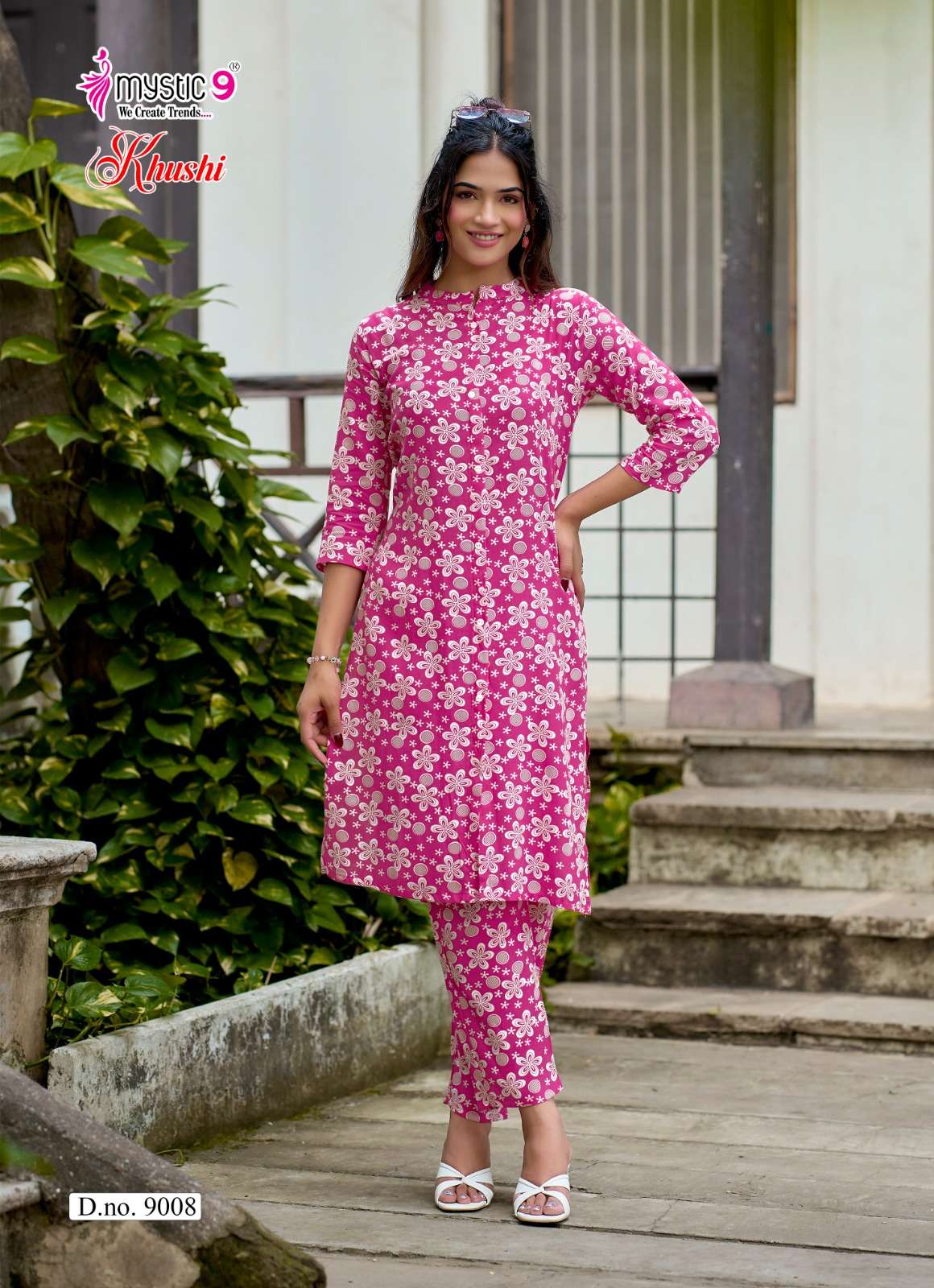 MYSTIC 9 KHUSHI VOL 9 HEAVY VISCOSE PRINT CO ORD SET CATALOGUE WESTERN OFFICE INDIA SHOP